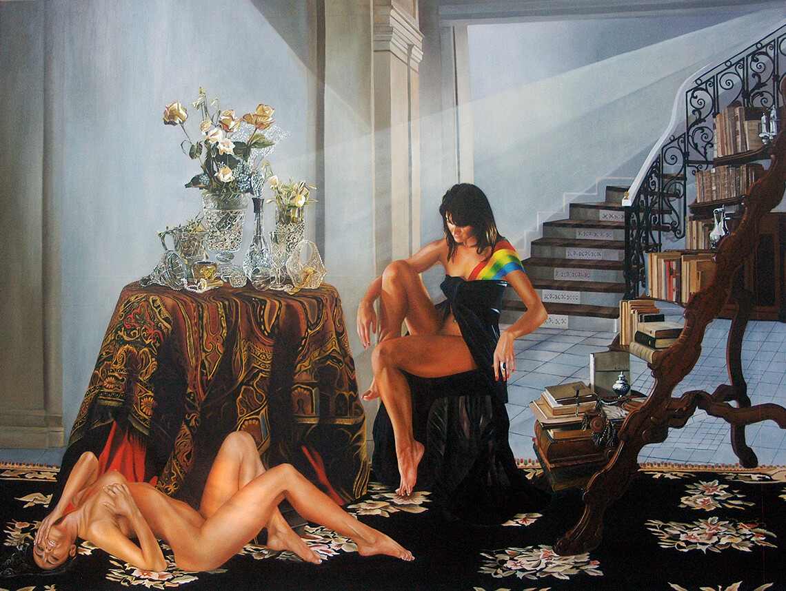 Kristallen in einem Innenraum – Öl auf Leinwand 150x200 cm. Kristallen in einem Innenraum